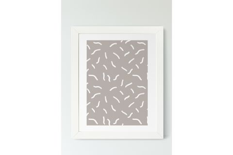 ÇİZGİSEL BEJ DESENLİ TABLO, BEYAZ ÇERÇEVE, 18X24