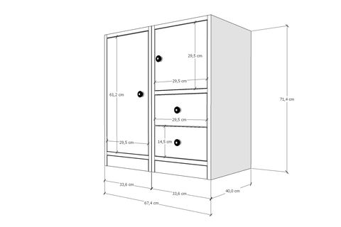 YUSUF KOMODİN, KAPAKLI VE ÇEKMECELİ, KMD-1030-Ç
