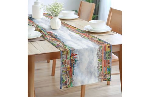 ŞEHİR MANZARASI PAMUKLU MASA RUNNER, 0044 50X150