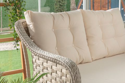 BAHÇEMO FLORA İKİLİ BAHÇE BALKON TAKIMI, KREM