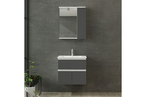 NİKA BANYO DOLABI 65CM AS2K1Ç 1K1A ETJ BEYAZ ANTRASİT