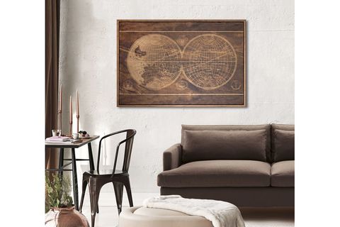 ÇERÇEVELİ GOLDEN FRAME WORLD MAP ALTIN DERİ TABLO