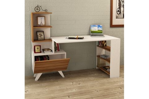 KALENDER DEKOR İSELİN BİLGİSAYAR VE ÇALIŞMA MASASI, CEVİZ BEYAZ