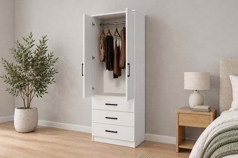 EASY GARDIROP, BEYAZ, 2 KAPILI 3 ÇEKMECELİ