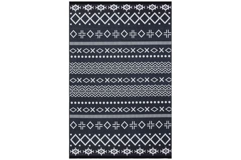 HALIMAX DARA 176 KAYMAZ DOKUMA TABANLI ETNİK DESENLİ MODERN HALI, SİYAH, 100X300