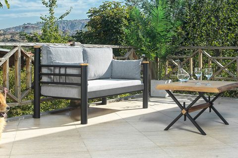 KAPPİS METAL SOFA SEDİR İKİLİ KOLTUK, FÜME, 70X140