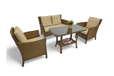LENTA RATTAN İKİLİ BAHÇE MOBİLYASI, KAHVERENGİ