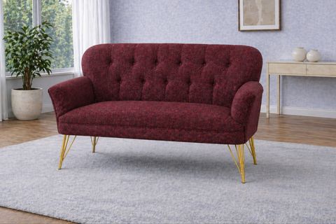 PUFY KOLLU İKİLİ KOLTUK, BORDO, METAL GOLD AYAK