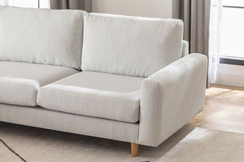 MERLİN MİNİ KÖŞE KOLTUK, NATUREL AYAK, İNCE KOL, RECYCLED KUMAŞ, AÇIK GRİ