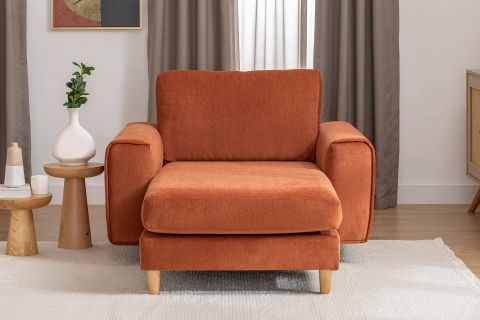 MERLİN DAYBED, FİTİLLİ KOL, NATUREL AYAK, KADİFE KUMAŞ, KİREMİT