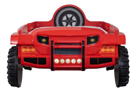 JEEP SÜPERLÜX LEDLİ ARABALI YATAK, KIRMIZI, 90X190