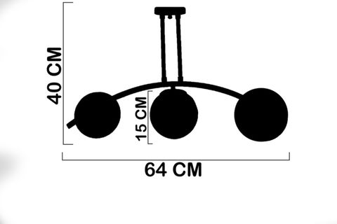 ÜÇLÜ GEZEGEN SIRALI METAL CAM SİYAH GOLD DETAYLI BAL CAMLI AVİZE