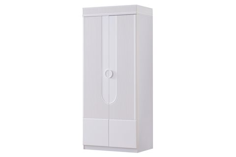 VİRA DOLAP VE LEDLİ KİTAPLIK, BEYAZ, 4 KAPAKLI