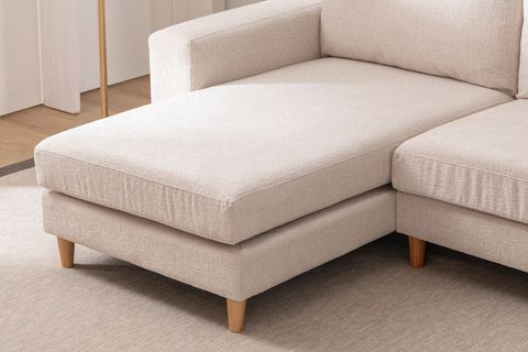 MERLİN MİNİ KÖŞE KOLTUK, NATUREL AYAK, KALIN KOL, ŞÖNİL KUMAŞ, KREM