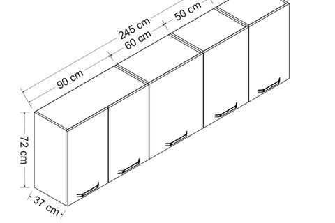 MİNAR 245 CM MUTFAK DOLABI BEYAZ 245-B1-ÜST MODÜL