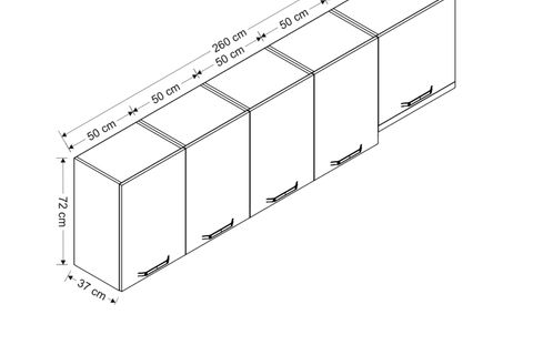 MİNAR 260 CM MUTFAK DOLABI BEYAZ 260-B8-ÜST MODÜL