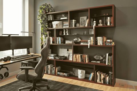 WOODESK YONCA MASİF AHŞAP KİTAPLIK, CEVİZ RENK, 200X200 CM