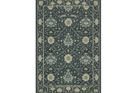 VİNTAGE LACİVERT ÇİÇEKLER DOKUMA TABAN HALI, 565 YNG 80X150 CM