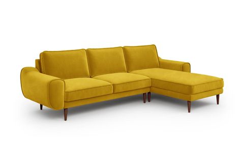 KLEM KADİFE KÖŞE KOLTUK, 280X171, AHŞAP AYAK, HARDAL