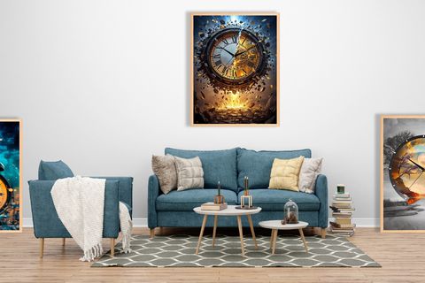 TAN YERİ ÇERÇEVELİ DUVAR SAATİ, 50X70