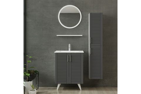 VERA BANYO DOLABI AY2K159, BEYAZ ANTRASİT, 65CM