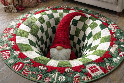 KIRMIZI CÜCE YILBAŞI TEMALI HALI, 513 YNG 80X80CM