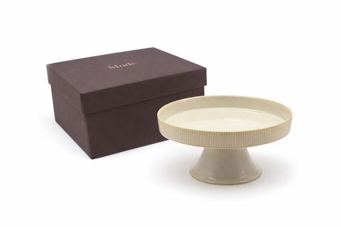 FLUTED AYAKLI SUNUM TABAĞI, KOTON KREM