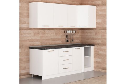 MİNAR 225CM KÖŞE MUTFAK DOLABI BEYAZ K225B3