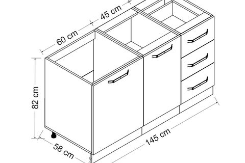 MİNAR 145 CM MUTFAK DOLABI BEYAZ 145-B1-ALT MODÜL