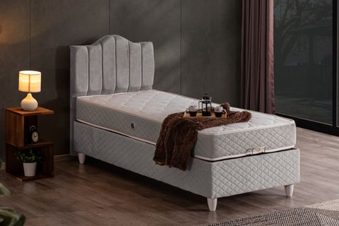 TREND BAZA BAŞLIK VE LETTO YATAK SETİ, AÇIK GRİ, 100X200