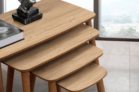 LUCİ DÖRTLÜ ZİGON SEHPA ORTA SEHPA SETİ, MEŞE