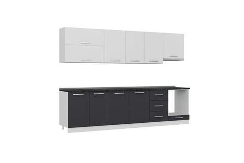 MİNAR  ELA 300 CM MUTFAK DOLABI BEYAZ ANTRASİT 300-A9
