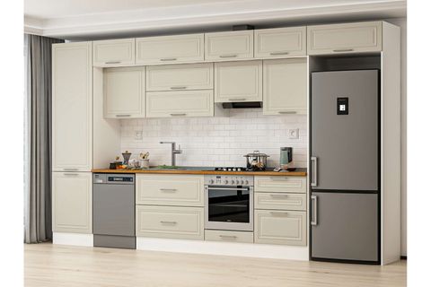 ALVİNKA 410X240 CM KLASİK MEBRAN MUTFAK DOLABI, MBB E90B60S60 2 MEBRAN KUMTAŞI MDF