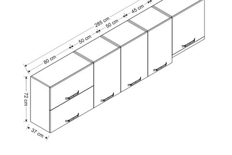 MİNAR 285 CM MUTFAK DOLABI BEYAZ 285-B4-ÜST MODÜL