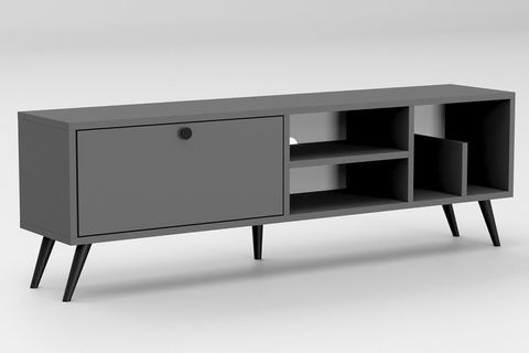 LENA KİTAPLIK BÖLÜMLÜ TV SEHPASI, ANTRASİT, 140 CM