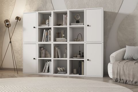 LEKSA 4 KAPAKLI RAFLI KİTAPLIK 160 CM BEYAZ KTP-1143-Ç