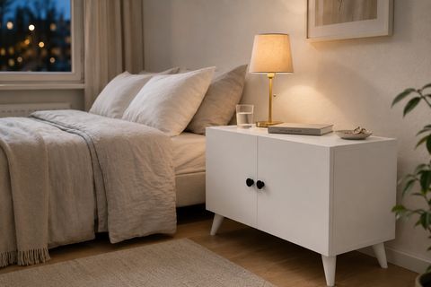 LUNA KOMODİN, BEYAZ, 2 KAPAKLI ÇEKMECESİZ