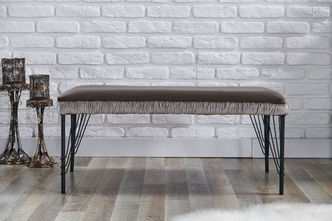 LOTUS BÜZGÜLÜ BENCH, SİYAH METAL AYAK