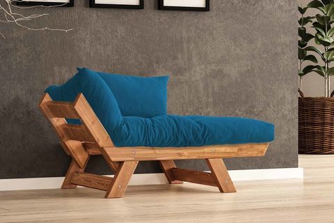 WOODESK ADALAR MASİF AHŞAP BERJER, TİK-MAVİ RENK, CPT8156-140