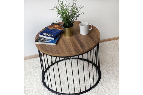 YUVARLAK DEKORATİF ZİGON SEHPA 5213, CEVİZ