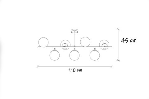 ECEM PLAFONYER YEDİLİ AVİZE, ŞEFFAF CAMLI SİYAH KASALI