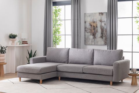 MERLİN MİNİ KÖŞE KOLTUK, NATUREL AYAK, İNCE KOL, ŞÖNİL KUMAŞ, MAVİ GRİ