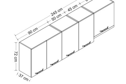 MİNAR 245 CM MUTFAK DOLABI BEYAZ 245-B8-ÜST MODÜL