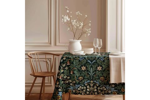 GECE ÇİÇEKLERİ PAMUK MASA ÖRTÜSÜ, 150X250 CM