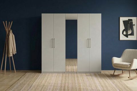 LUNA NOX AYNALI GARDIROP, KREM, 5 KAPAKLI