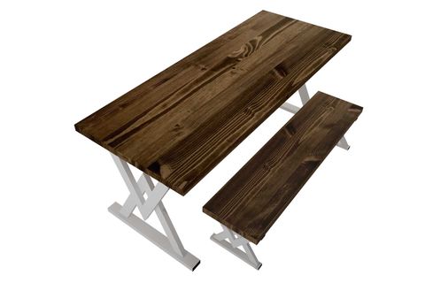 WOODESK KASIM MASİF CEVİZ RENK 200X80 BANKLI YEMEK MASASI CPT7577-200