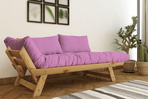 WOODESK ADALAR MASİF AHŞAP İKİLİ KANEPE, NATURAL-PEMBE, CPT8168-210