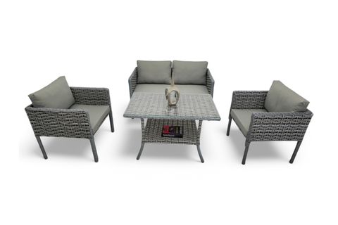 LETRA RATTAN İKİLİ BAHÇE MOBİLYASI, GRİ