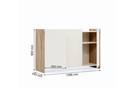 FURMET MODÜLER CORA KONSOL, BEYAZ MEŞE, 3 KAPAKLI