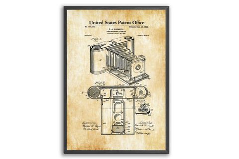 VİNTAGE CAMERA PATTENT ÇERÇEVELİ PANO SET, 50X70